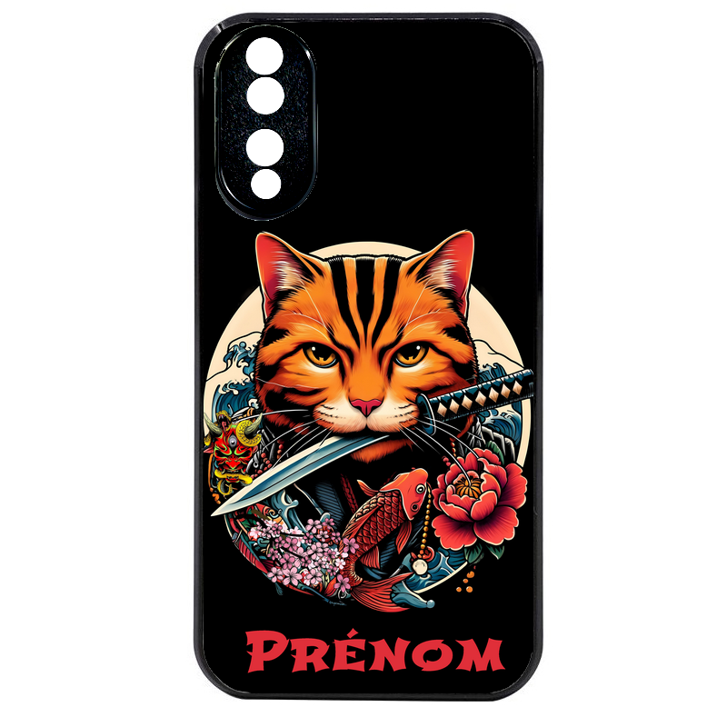 Coque noire taperso pour Honor 70 LITE 90 et LITE avec motif chat carpe koii japan personnalise protection antichoc personnalisée