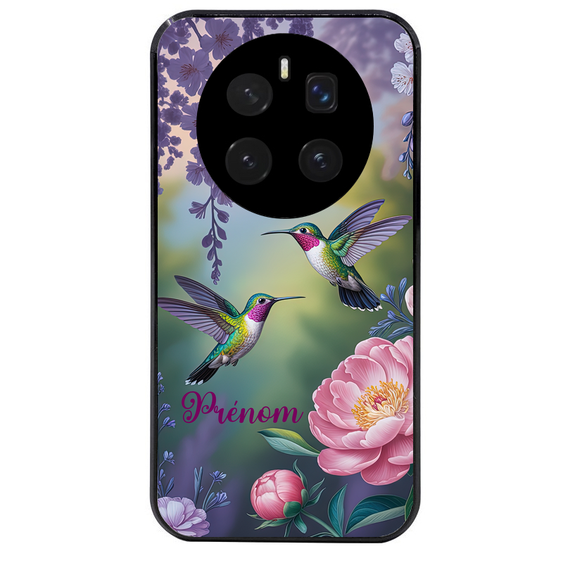 Coque noire taperso pour Magic 7 LITE et PRO avec motif colibri couple personnalise protection antichoc personnalisée