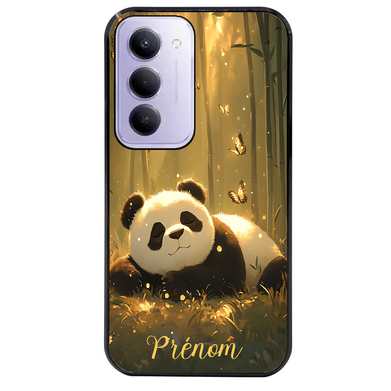 Coque noire taperso pour Redmi 15 4G et 5G avec motif panda et papillon personnalisee protection antichoc personnalisée