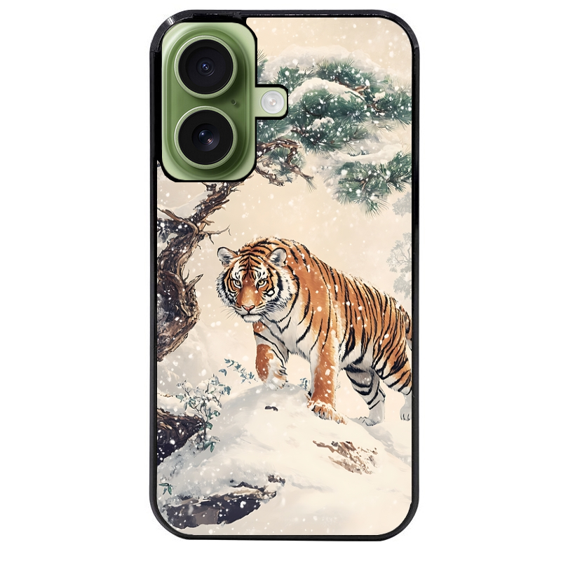 Coque noire taperso pour Iphone 17 17E AIR MAX PRO avec motif tigre bonzai protection antichoc personnalisée