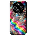 Coque noire taperso pour POCO C75 avec motif marbre arc en ciel protection antichoc personnalisée