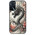 Coque noire taperso pour OPPO A16 et A16S avec motif dragon japan protection antichoc personnalisée