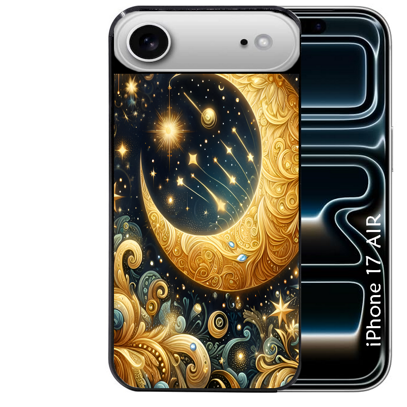 Coque noire taperso pour Iphone 17 17E AIR MAX PRO avec motif lune astre protection antichoc personnalisée