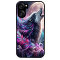 Coque noire taperso pour OnePlus Nord CE5 avec motif loup et plume protection antichoc personnalisée