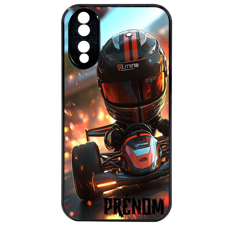 Coque noire taperso pour Honor 70 LITE 90 et LITE avec motif karting f1 personnalisee protection antichoc personnalisée
