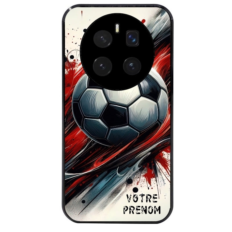 Coque noire taperso pour Magic 7 LITE et PRO avec motif ballon foot avec prenom protection antichoc personnalisée