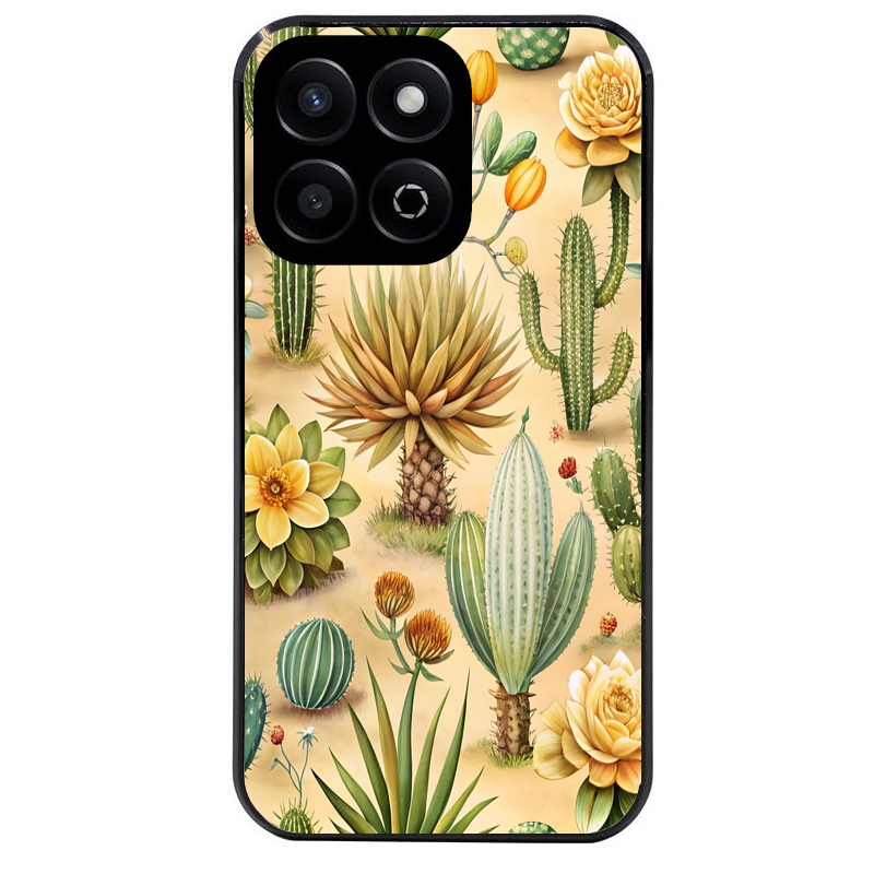 Coque noire taperso pour Honor 70 LITE 90 et LITE avec motif cactus et succulent protection antichoc personnalisée