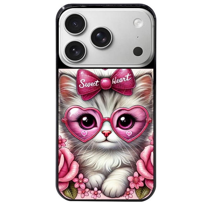 Coque noire taperso pour Iphone 17 17E AIR MAX PRO avec motif chat lunettes protection antichoc personnalisée