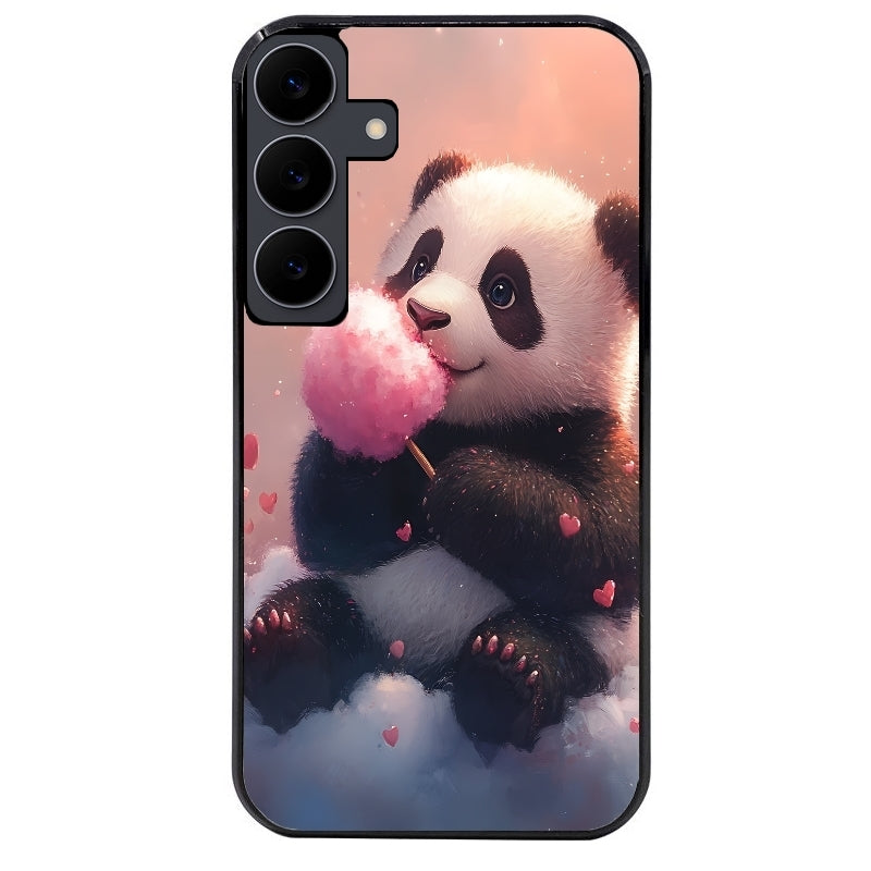 Coque noire taperso pour galaxy A06 A16 A26 A36 A56 avec motif panda bonbon protection antichoc personnalisée