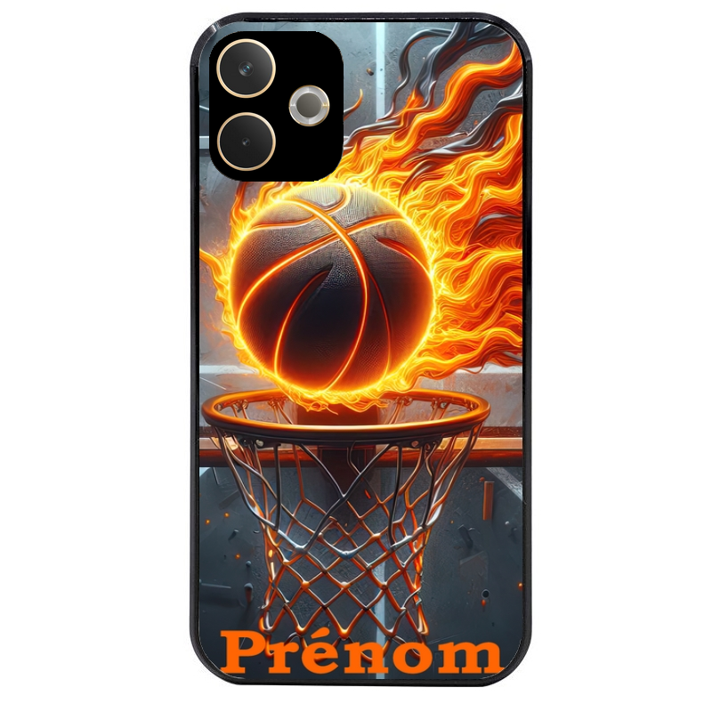 Coque noire taperso pour OPPO A5 PRO 4G et 5G avec motif basket flamme personnalisee protection antichoc personnalisée