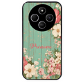 Coque noire taperso pour POCO C75 avec motif bois et fleur avec votre prenom protection antichoc personnalisée