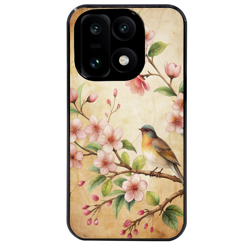 Coque noire taperso pour OnePlus 15 avec motif fleur et colibri protection antichoc personnalisée