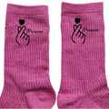 Chaussettes personnalisées paillettes rose motif coeur anime