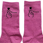 Chaussettes personnalisées paillettes rose motif coeur anime