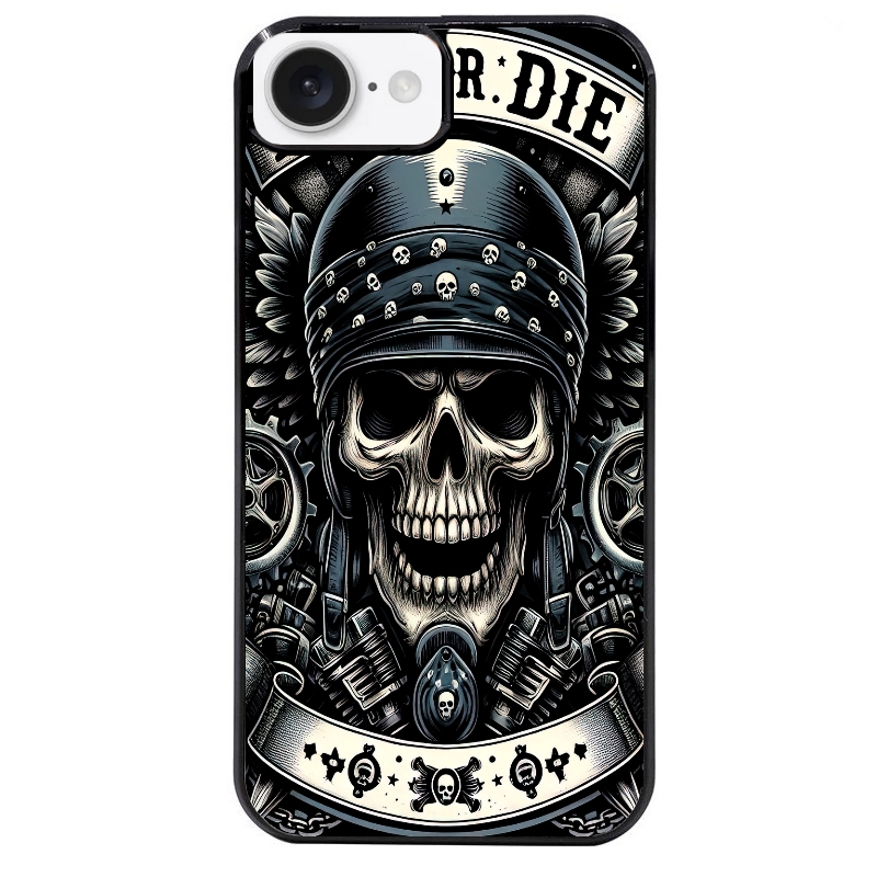 Coque noire taperso pour Iphone 17 17E AIR MAX PRO avec motif mort motard protection antichoc personnalisée