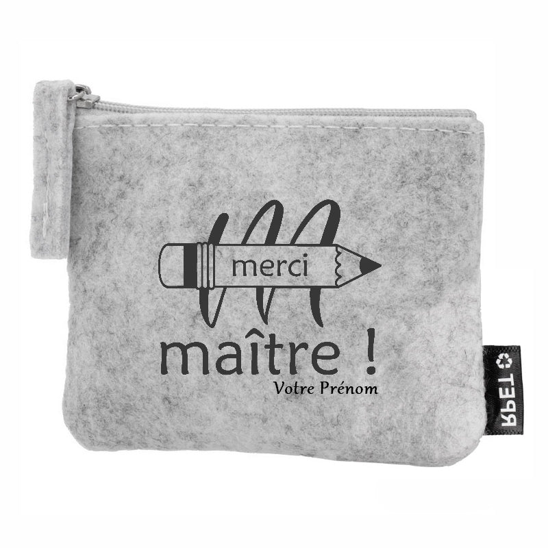 Porte monnaie personnalisé merci maitre en feutrine en feutrine
