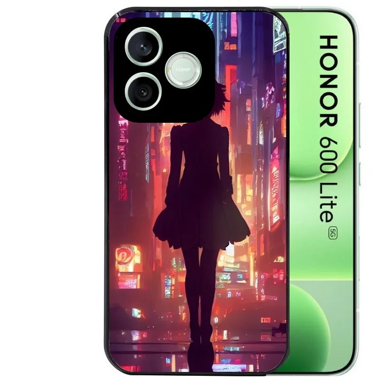 Coque noire pour Honor 600 LITE avec motif new york anime protection antichoc personnalisée