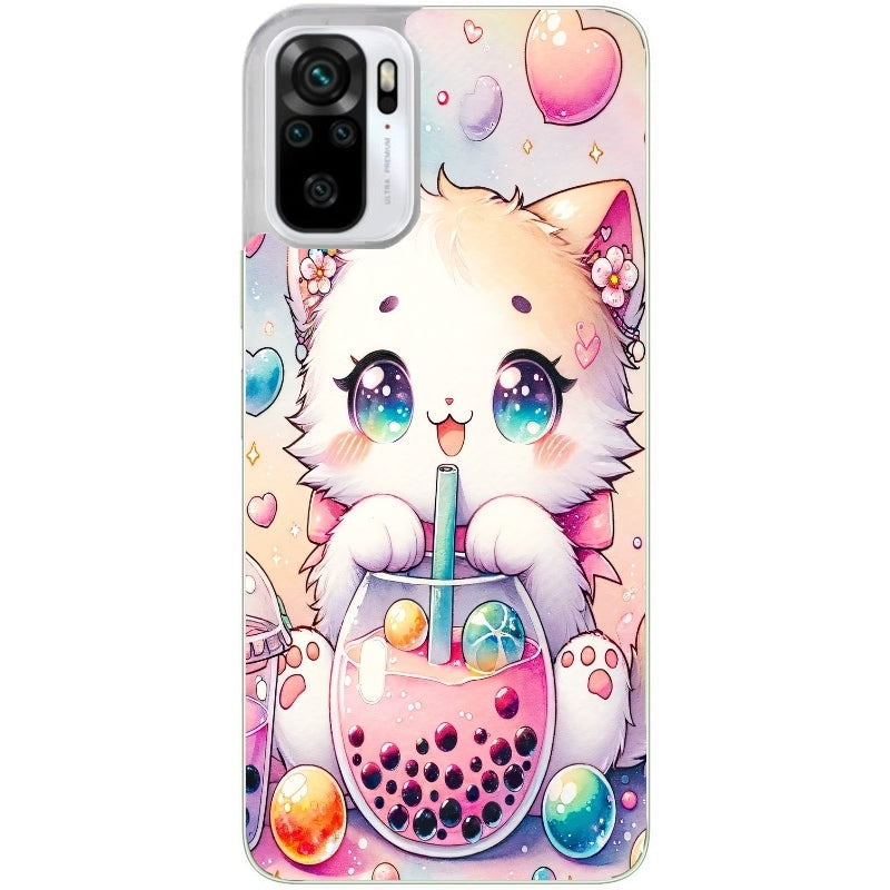 Coque taperso pour Redmi Note 10 4G 5G PRO 10S avec motif chat bubble style manga protection antichoc personnalisée