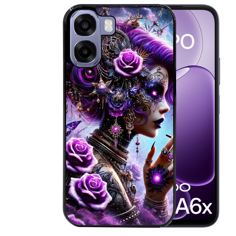 Coque noire taperso pour OPPO A6 A6X 4G et 5G avec motif fee style steampunk protection antichoc personnalisée
