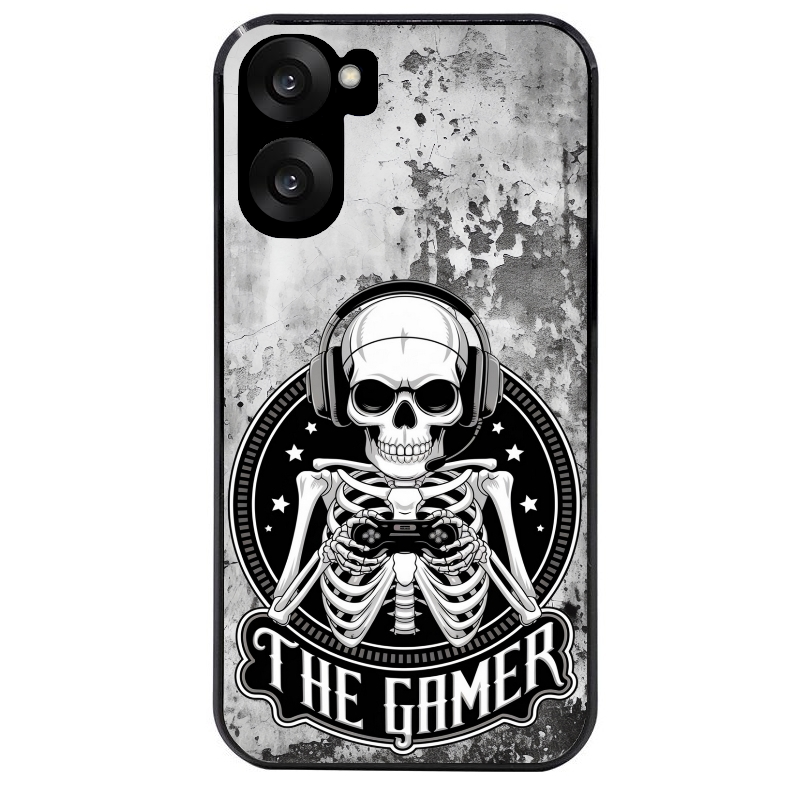 Coque noire taperso pour OnePlus Nord CE5 avec motif tete de mort gamer beton protection antichoc personnalisée