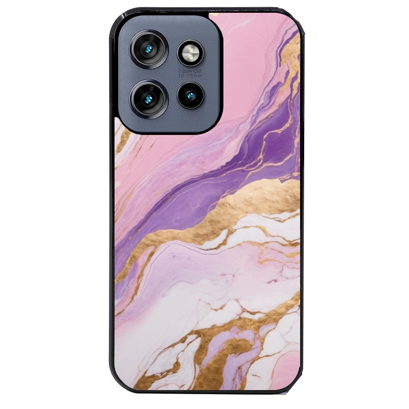 Coque noire taperso pour Moto Edge 60 et Neo Fusion Pro avec motif marbre violet protection antichoc personnalisée