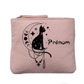 Porte monnaie personnalisé motif chat etoile rose clair en feutrine en feutrine