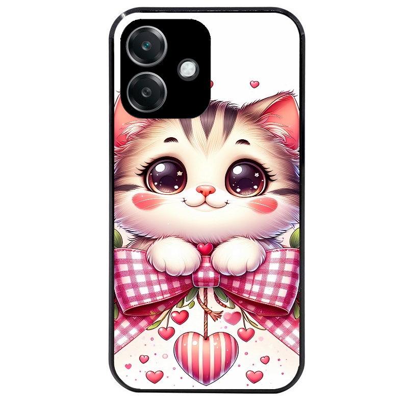 Coque noire taperso pour OPPO A40 avec motif chat noeud et coeur protection antichoc personnalisée