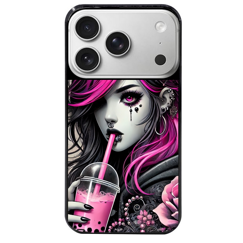 Coque noire taperso pour Iphone 17 17E AIR MAX PRO avec motif anime et gothic boba protection antichoc personnalisée