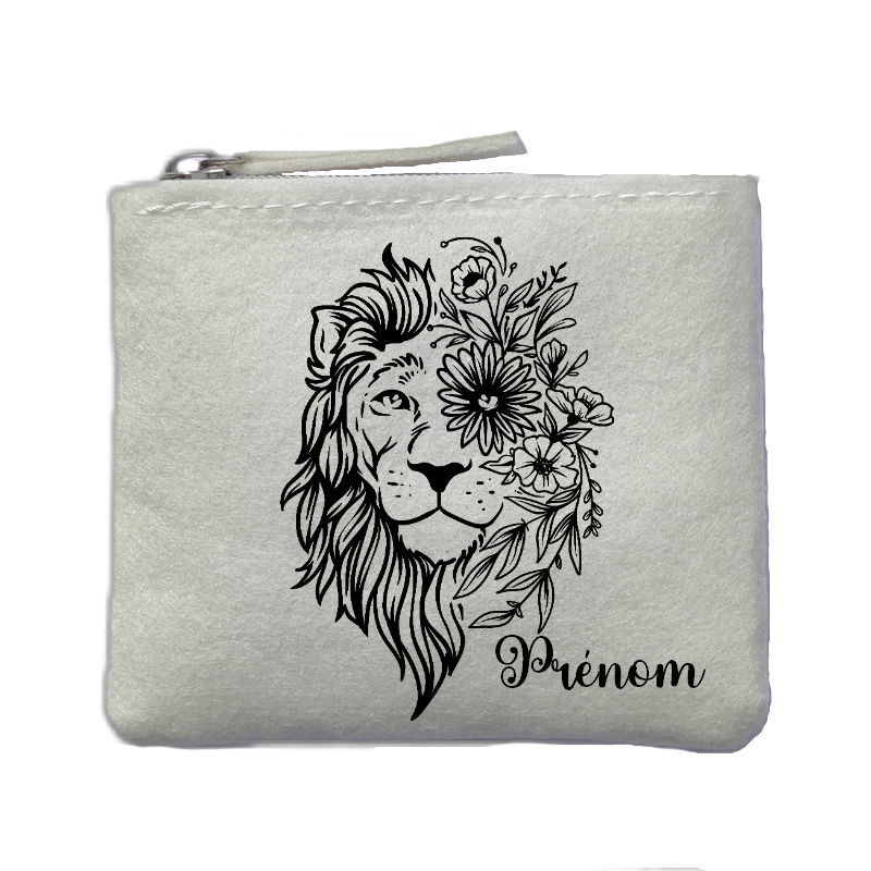 Chaussettes personnalisées paillettes rose motif lion fleur