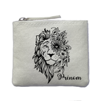 Chaussettes personnalisées paillettes rose motif lion fleur