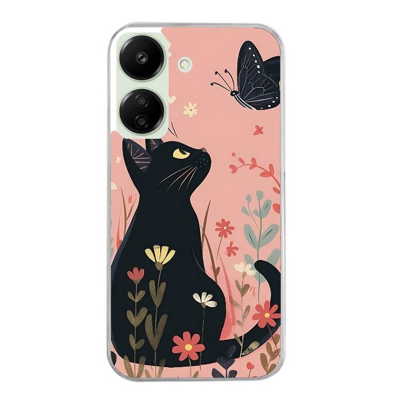 Coque taperso pour POCO C65 4G avec motif chat papillon 2 protection antichoc personnalisée