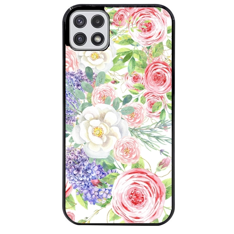 Coque noire taperso pour galaxy A22 A32 A52 A52S 4G 5G  avec motif fleur couleur pastel protection antichoc personnalisée