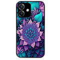 Coque noire taperso pour OPPO A40 avec motif tropical mandala et fleur violet protection antichoc personnalisée