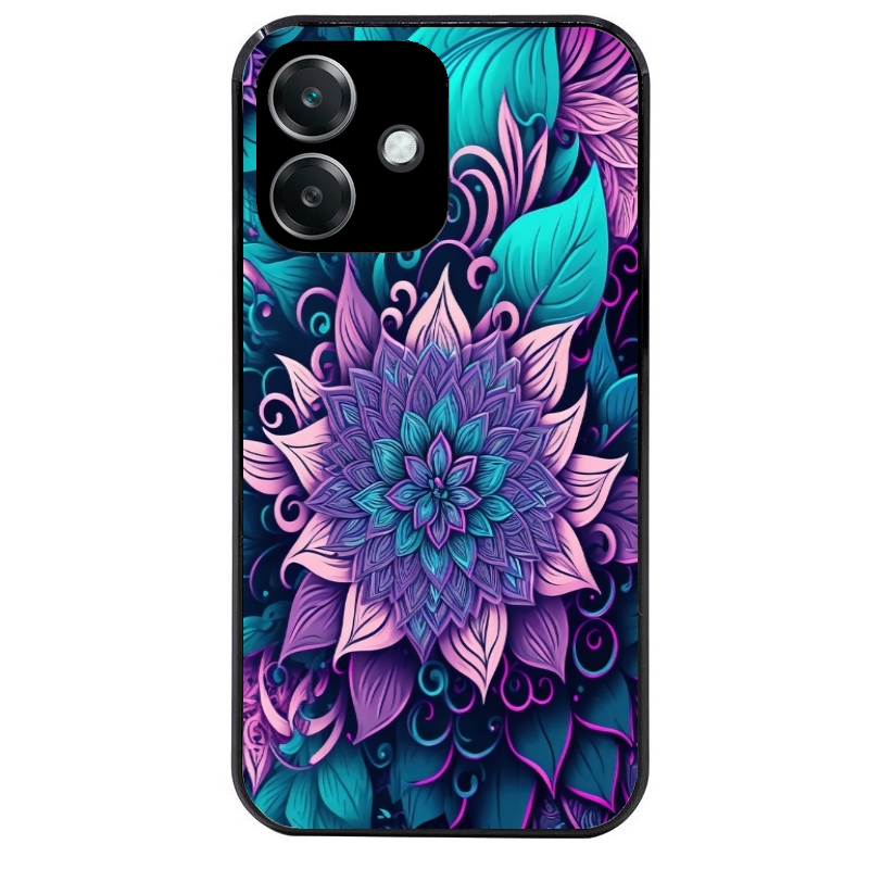 Coque noire taperso pour OPPO A40 avec motif tropical mandala et fleur violet protection antichoc personnalisée