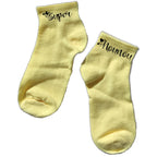 Chaussette courte personnalisée super nounou coeur disponible en blanc, rose, vert, jaune, violet et bleu