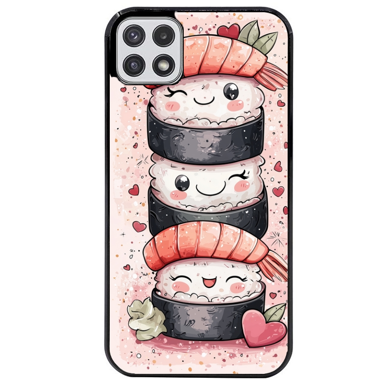 Coque noire taperso pour galaxy A22 A32 A52 A52S 4G 5G  avec motif sushi kawai anime protection antichoc personnalisée
