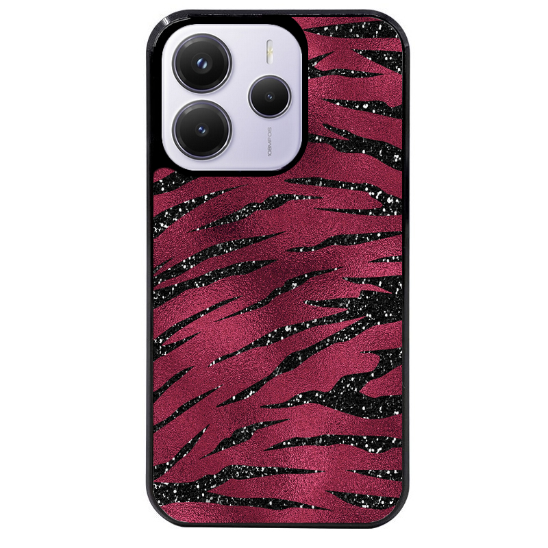 Coque noire taperso pour Redmi Note 14 et PRO PLUS 4G 5G avec motif zebre grenat protection antichoc personnalisée