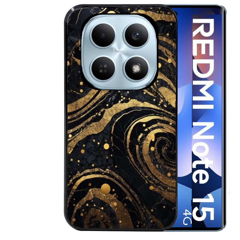 Coque noire taperso pour Redmi Note 15 et PRO PLUS 4G 5G avec motif marbre noir protection antichoc personnalisée