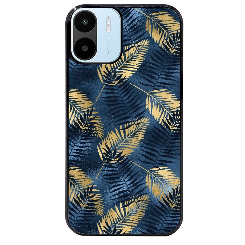 Coque noire taperso pour Redmi A1 et A2 avec motif palmier bleu protection antichoc personnalisée