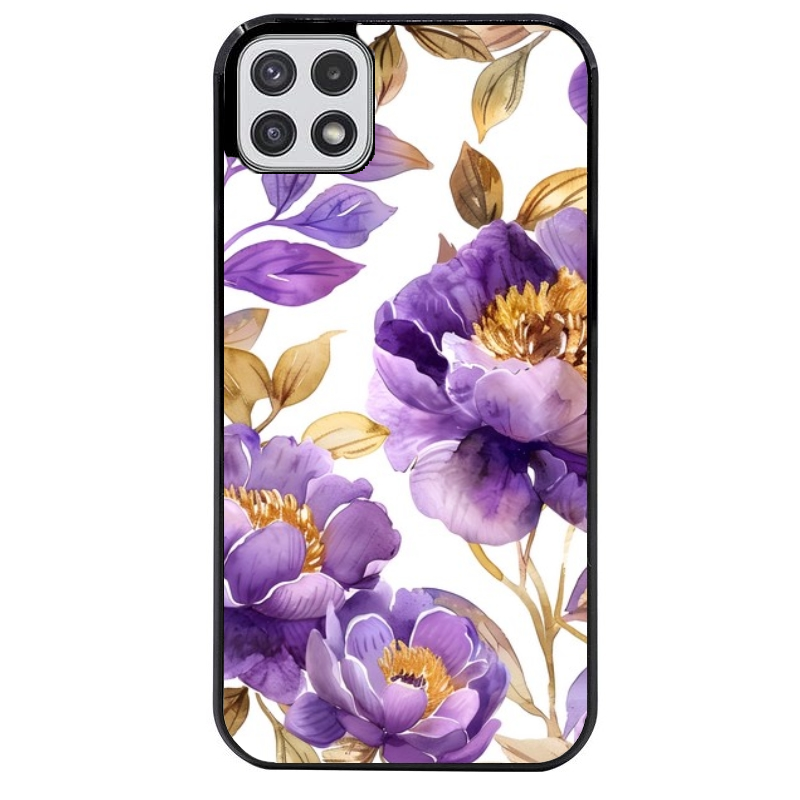 Coque noire taperso pour galaxy A22 A32 A52 A52S 4G 5G  avec motif fleur pivoine protection antichoc personnalisée