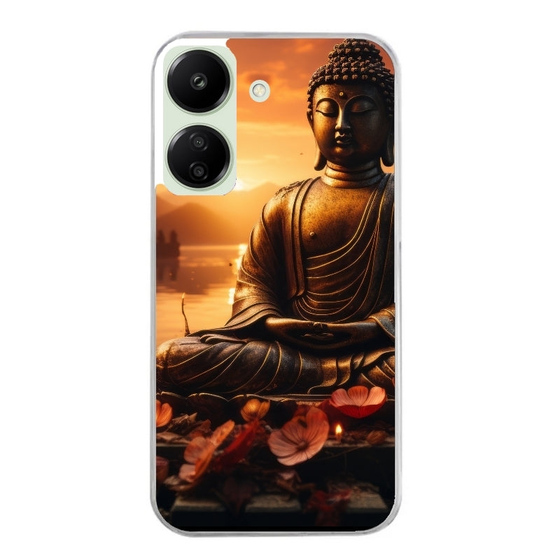 Coque taperso pour POCO C65 4G avec motif bouddha et soleil protection antichoc personnalisée