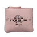 Porte monnaie personnalisé motif soeur meilleure rose clair en feutrine en feutrine