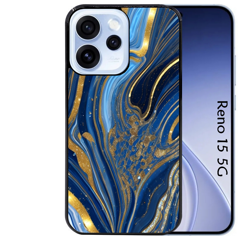 Coque noire taperso pour OPPO Reno 15 et F FS 5G avec motif marbre bleu agathe protection antichoc personnalisée