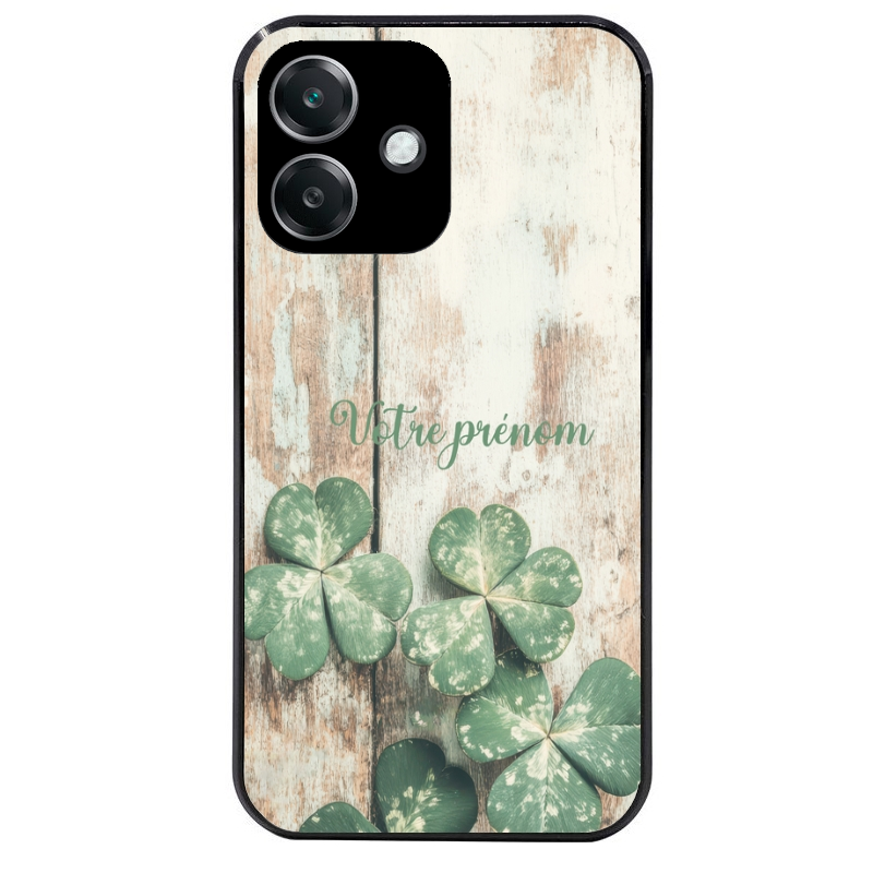 Coque noire taperso pour OPPO A40 avec motif bois et trefle personnalisee protection antichoc personnalisée