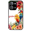Coque noire taperso pour POCO C85 avec motif perroquet personnalisee protection antichoc personnalisée
