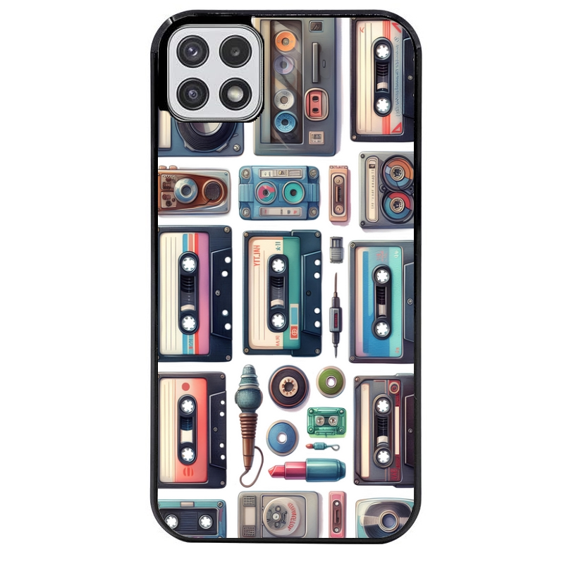 Coque noire taperso pour galaxy A22 A32 A52 A52S 4G 5G  avec motif cassette multi protection antichoc personnalisée