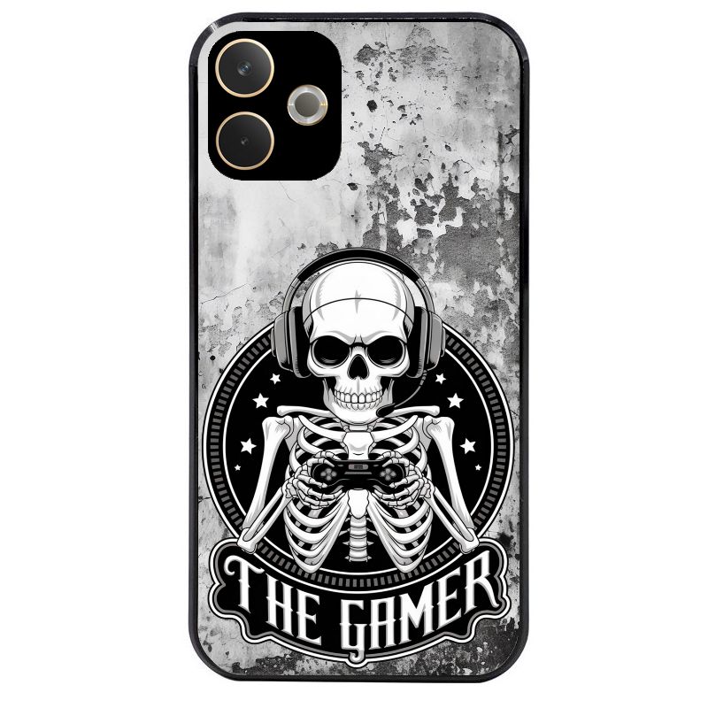 Coque noire taperso pour OPPO A5 PRO 4G et 5G avec motif tete de mort gamer beton protection antichoc personnalisée