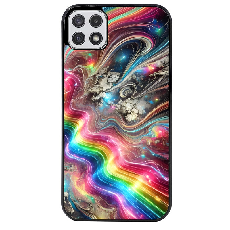 Coque noire taperso pour galaxy A22 A32 A52 A52S 4G 5G  avec motif marbre arc en ciel protection antichoc personnalisée