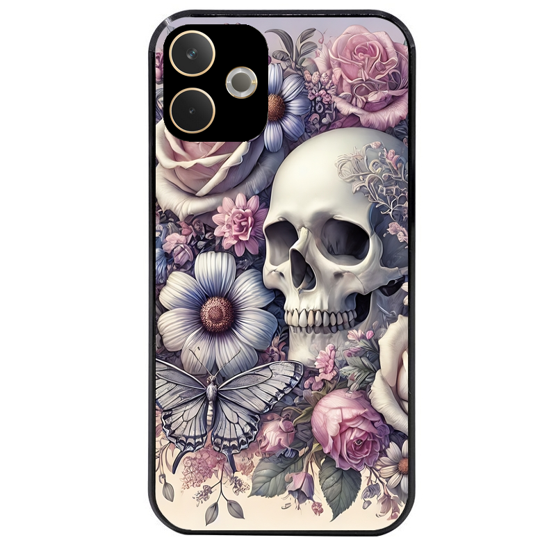 Coque noire taperso pour OPPO A5 PRO 4G et 5G avec motif tete de mort pastel protection antichoc personnalisée