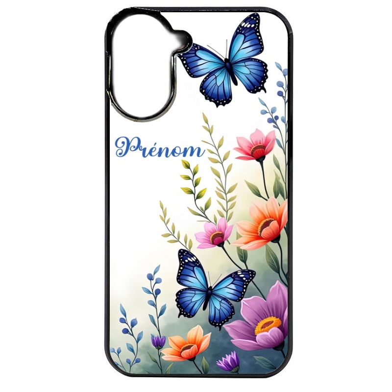 Coque noire taperso pour Redmi A5 4G avec motif papillon prenom personnalisee protection antichoc personnalisée